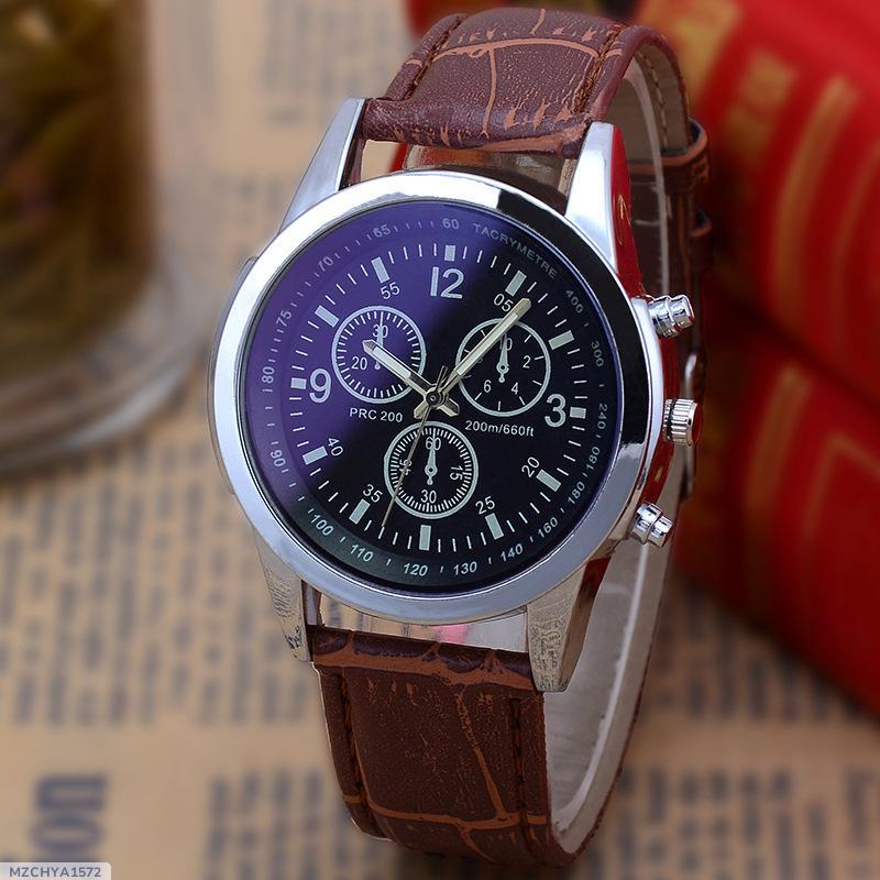 three eye brown band watch
