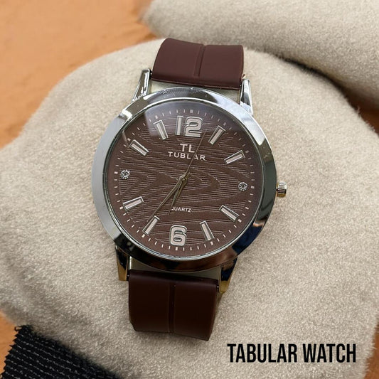 Brown analog watch